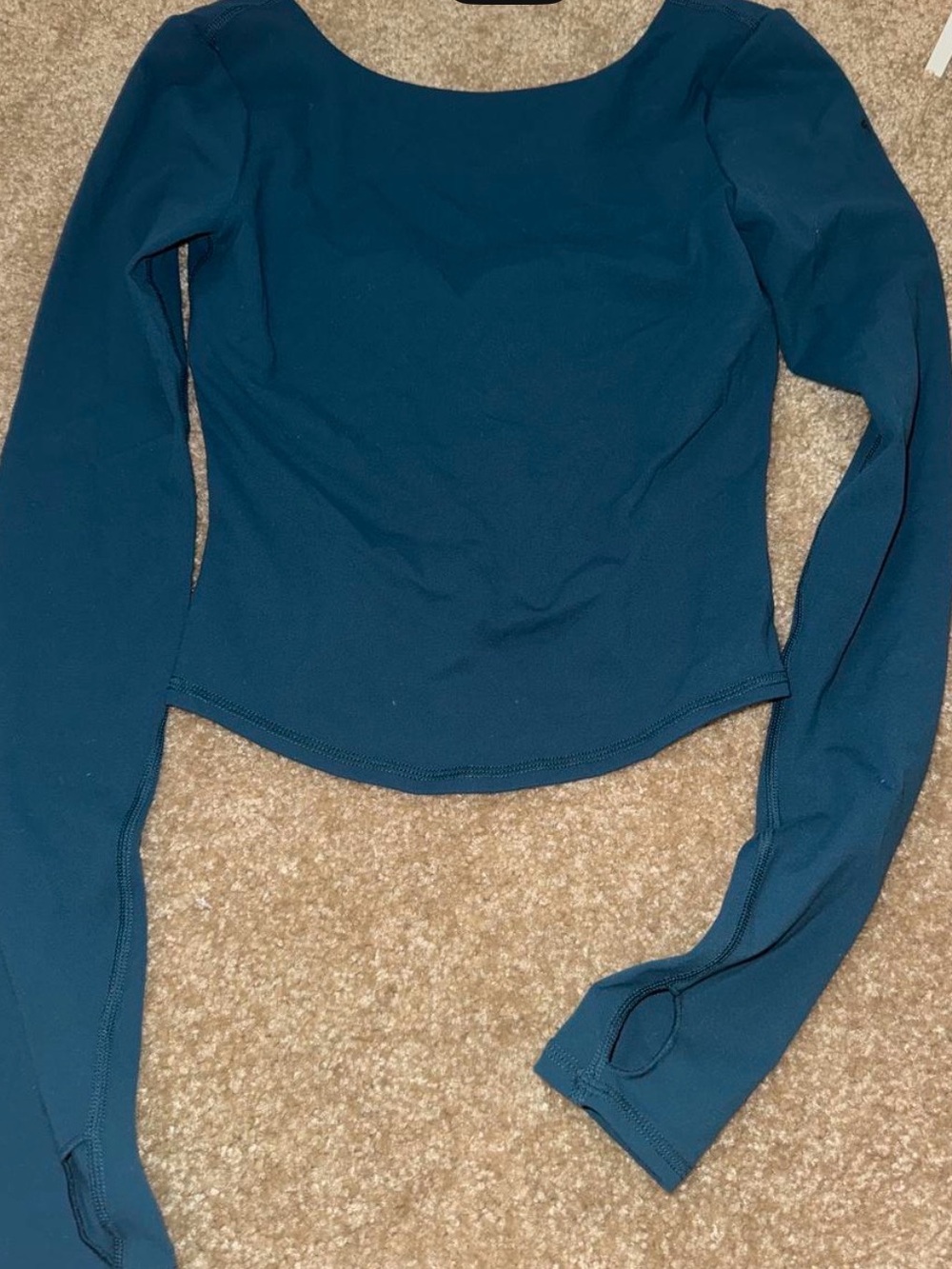 Women’s Garage Long Sleeve Scoop Neck Top in Teal NWT